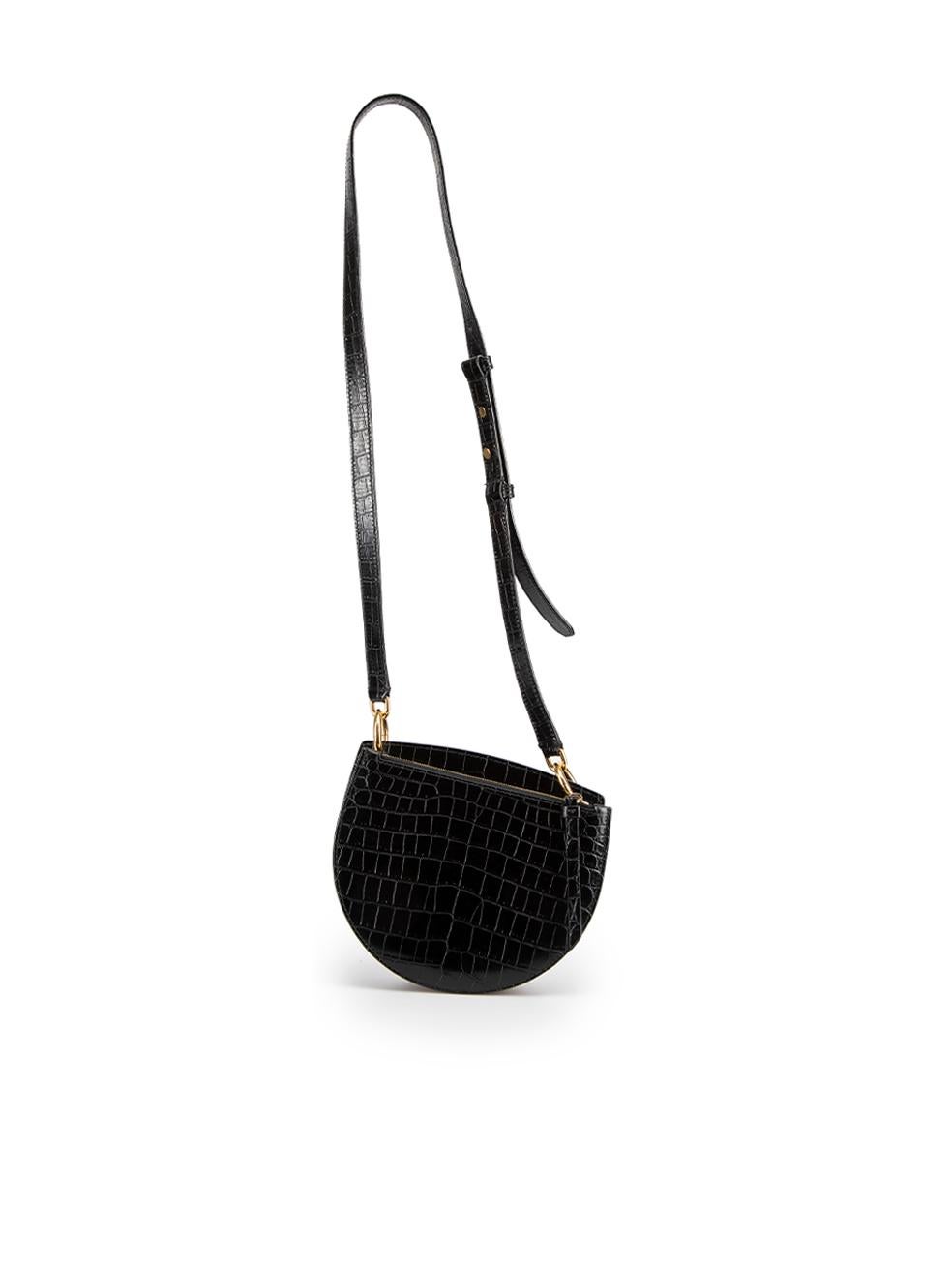 Bally Women's Black Croc Embossed Cecyle Crossbody Bag In Good Condition In London, GB