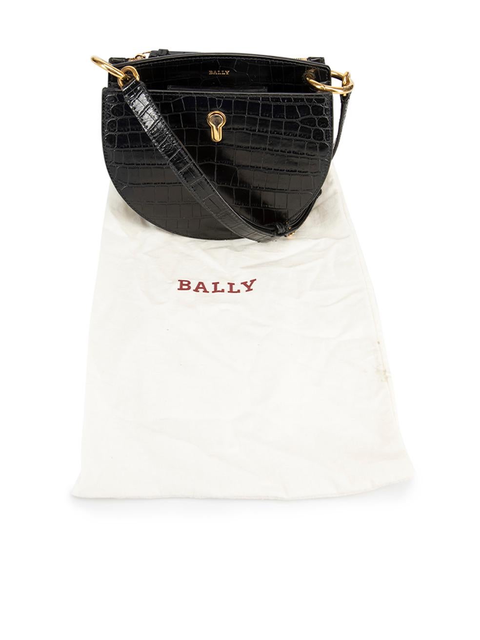 Bally Women's Black Croc Embossed Cecyle Crossbody Bag 4