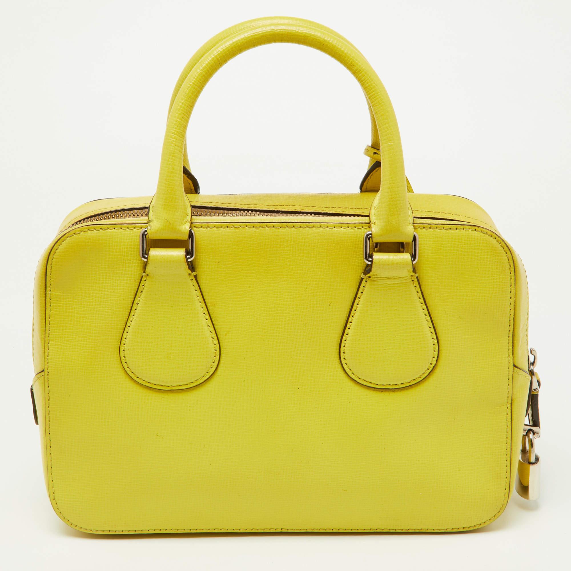 Women's Bally Yellow Leather Camera Crossbody Bag