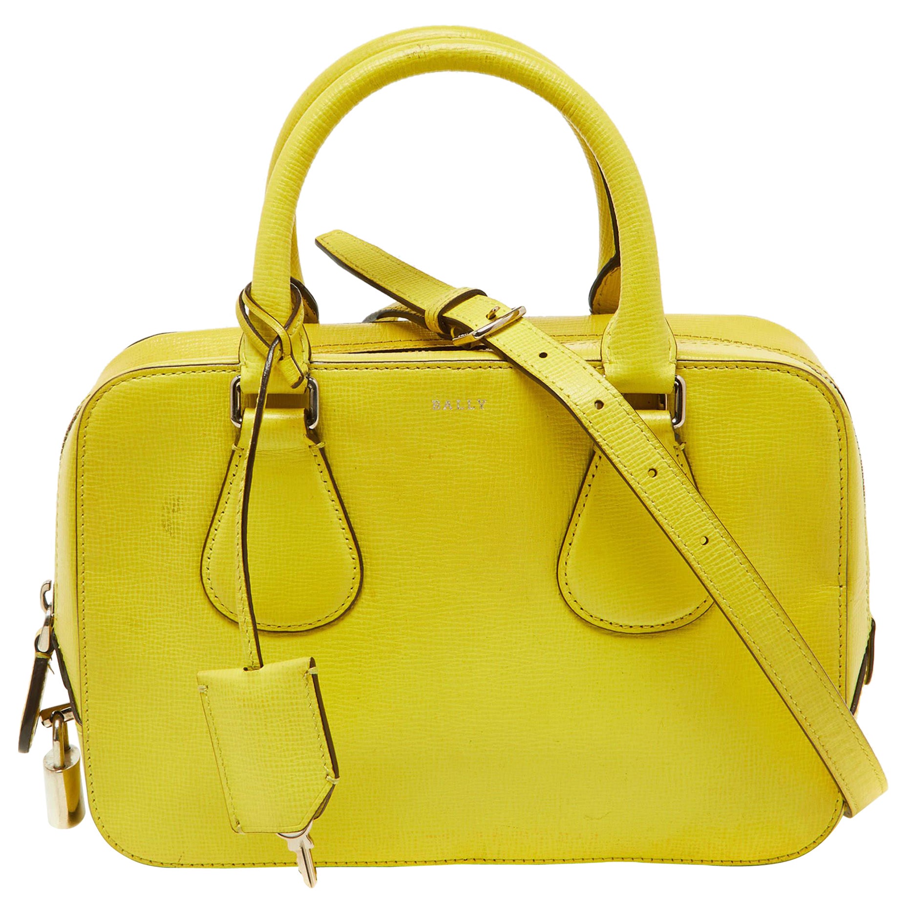 Bally Yellow Leather Camera Crossbody Bag
