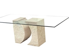 Balma Dining Table Coastal Travertine Marble MidCentury Original Limited Edition