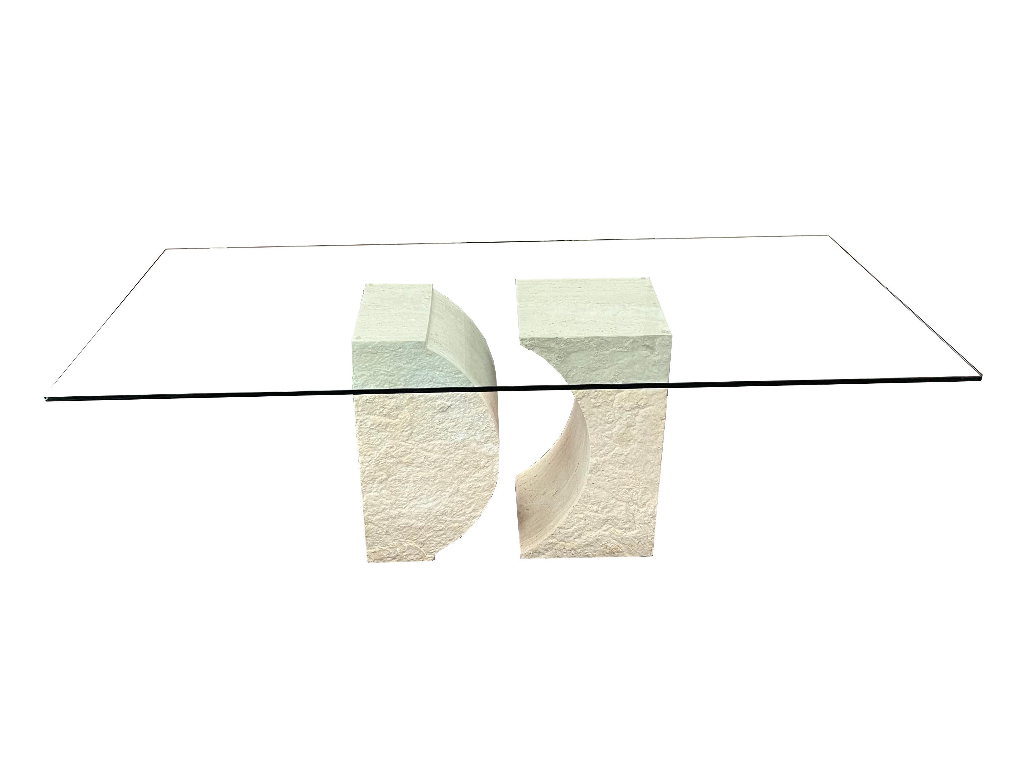 Late 20th Century Balma Dining Table Coastal Travertine Marble MidCentury Original Limited Edition For Sale