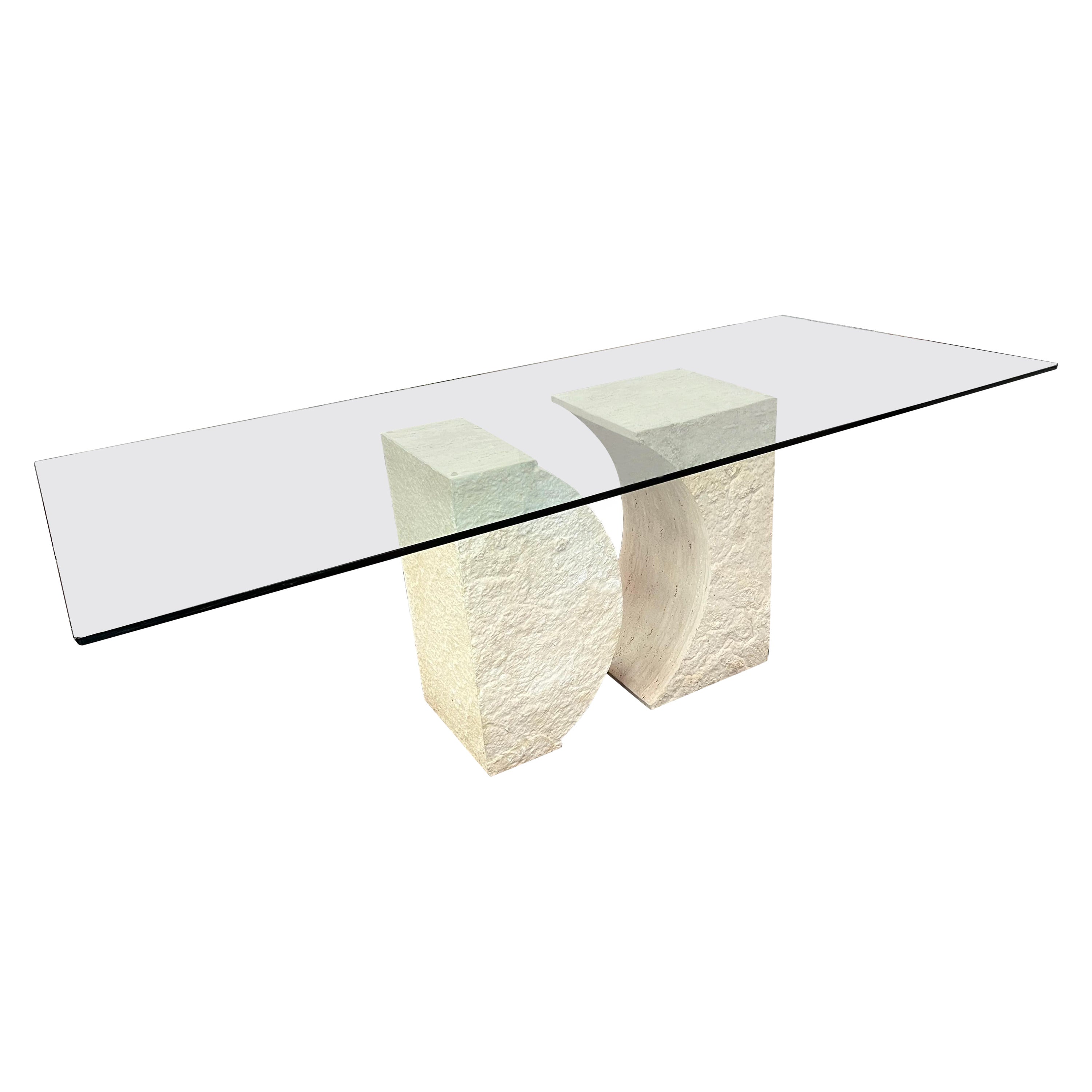 Balma Dining Table Coastal Travertine Marble MidCentury Original Limited Edition