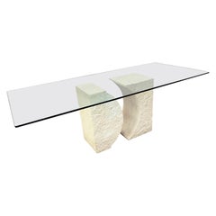 Table de salle à manger Balma en marbre travertin du milieu du siècle, édition limitée d'origine