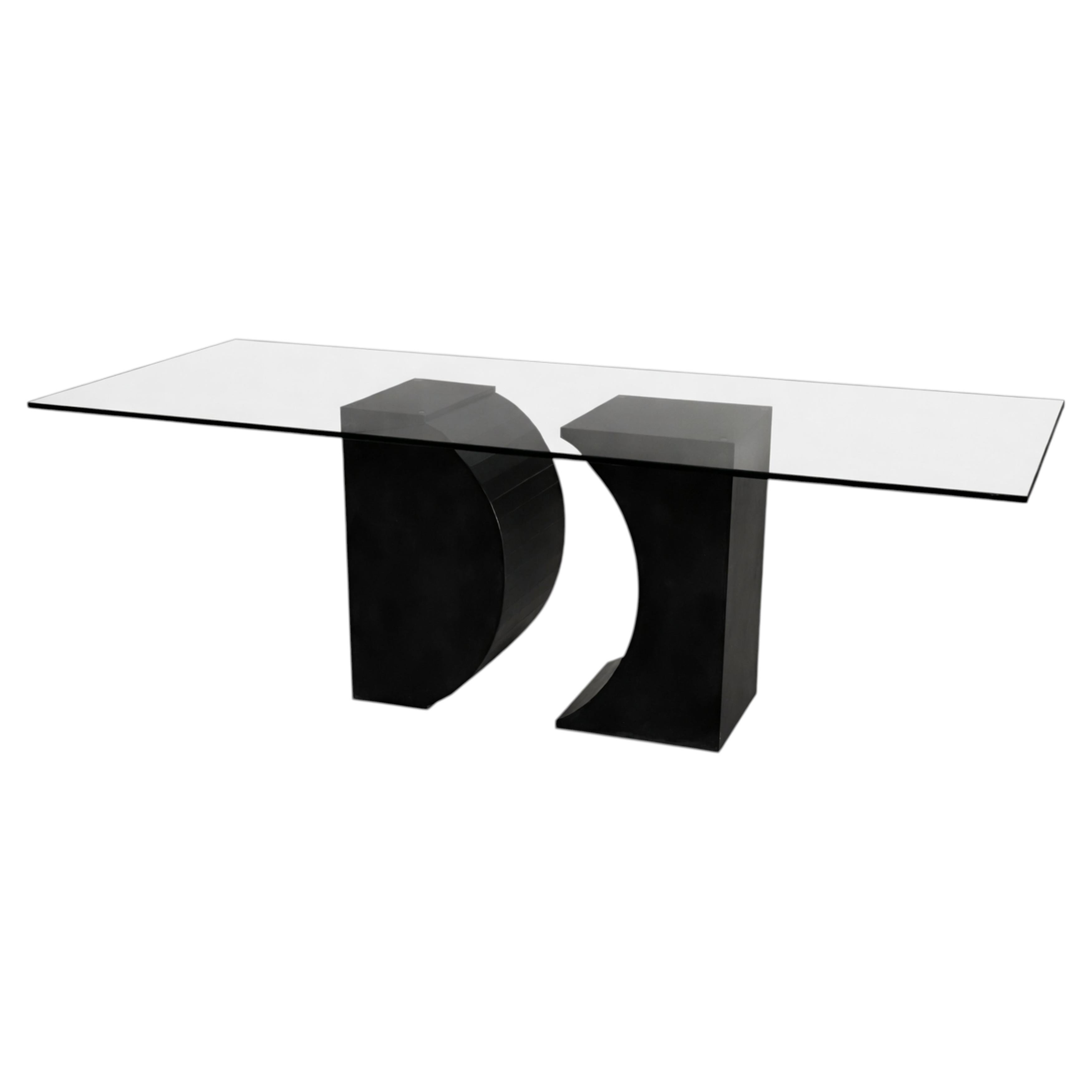 Balma Dining Table Natural Stone Black Slate Contemporary Design in Stock Spain en vente