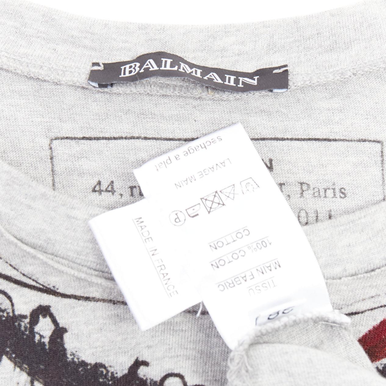 BALMAIN 2011 Christophe Decarnin Punk Graffiti silver pin ripped tank top FR38 M For Sale 3