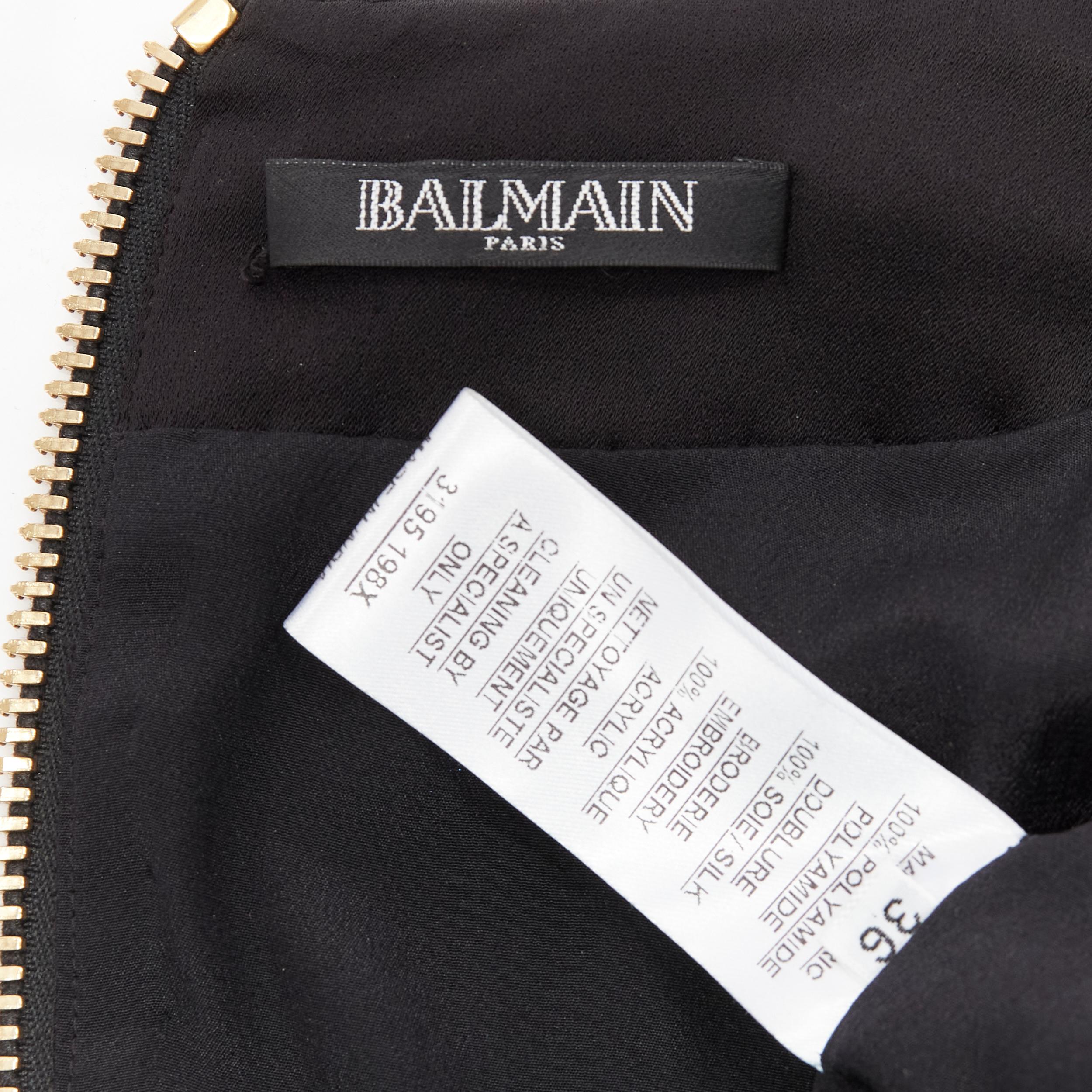 BALMAIN 2016 Runway 1970's baroque sequins V neck mini dress FR36 S Paris Hilton 4