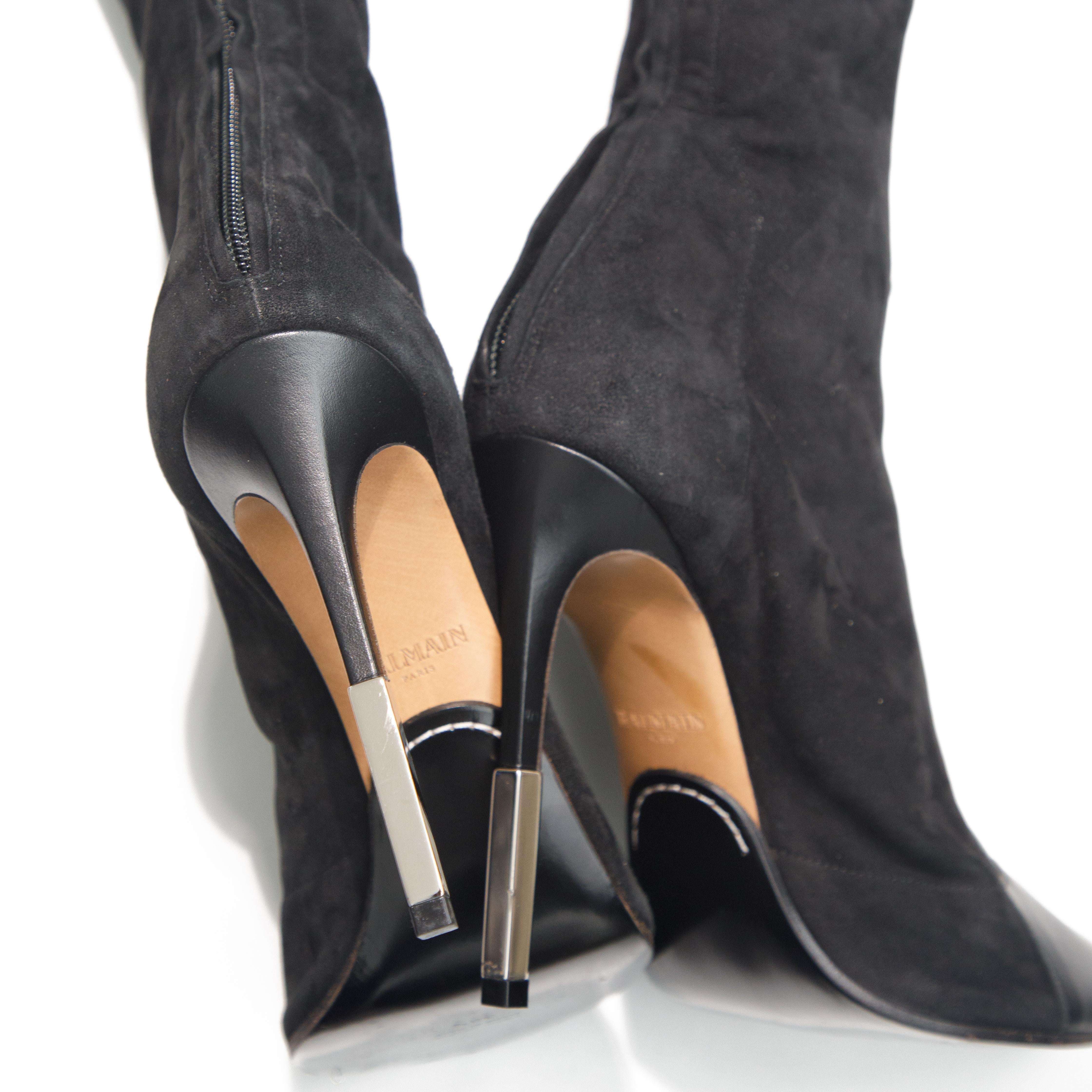 Balmain 2018 Campbell Schnürstiefel aus Wildleder und Leder mit hohem Schaft im Angebot 1