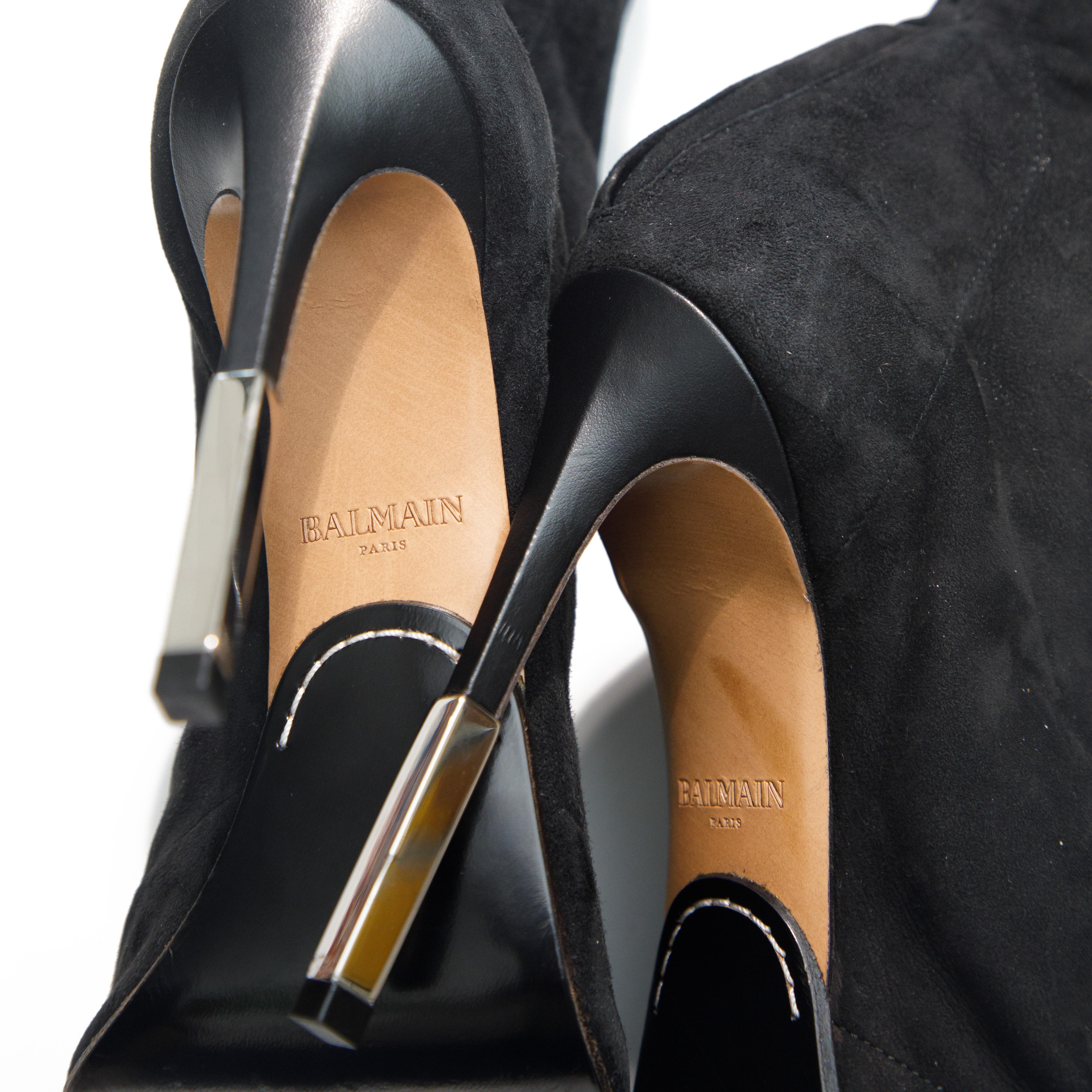 Balmain 2018 Campbell Schnürstiefel aus Wildleder und Leder mit hohem Schaft im Angebot 2