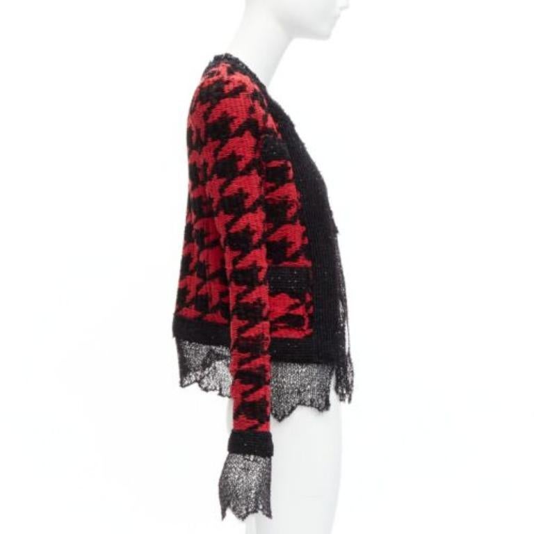 BALMAIN 2022 rojo negro pata de gallo destruido punto de malla chaqueta FR34 XS en Excelente estado para la venta en Hong Kong, NT
