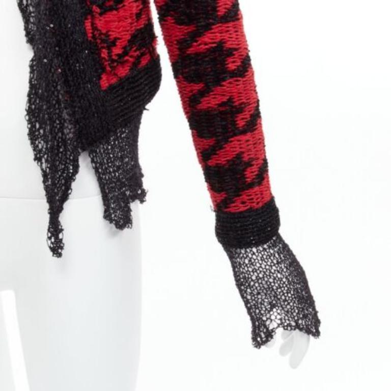 BALMAIN 2022 rojo negro pata de gallo destruido punto de malla chaqueta FR34 XS en venta 2