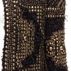 BALMAIN  2022gold black boucle tweed gold studded power shoulder jacket FR34 XS