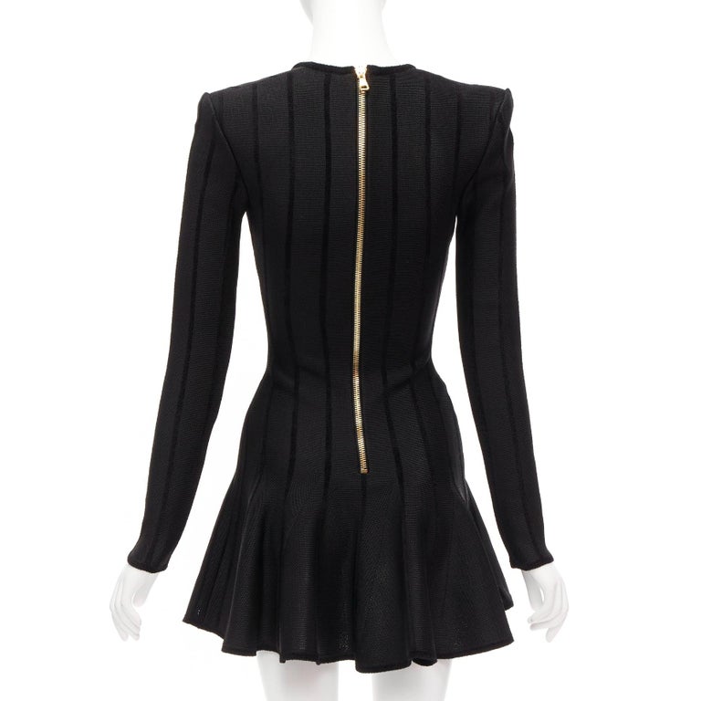 balmain black dress gold buttons Balmain – Balmain Textured Mini Dress in Barcelona or Shop Online Mujer  731-005966 01 main image 0