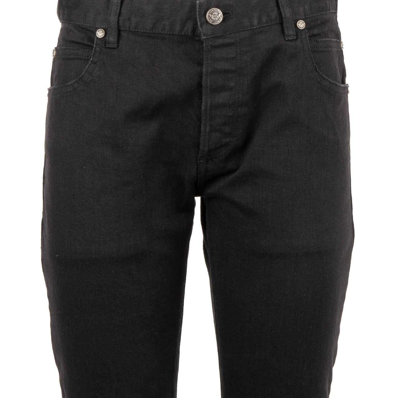 Men's Balmain - 6-Pockets Jeans SLIM with Logo Texture Black 30 For Sale