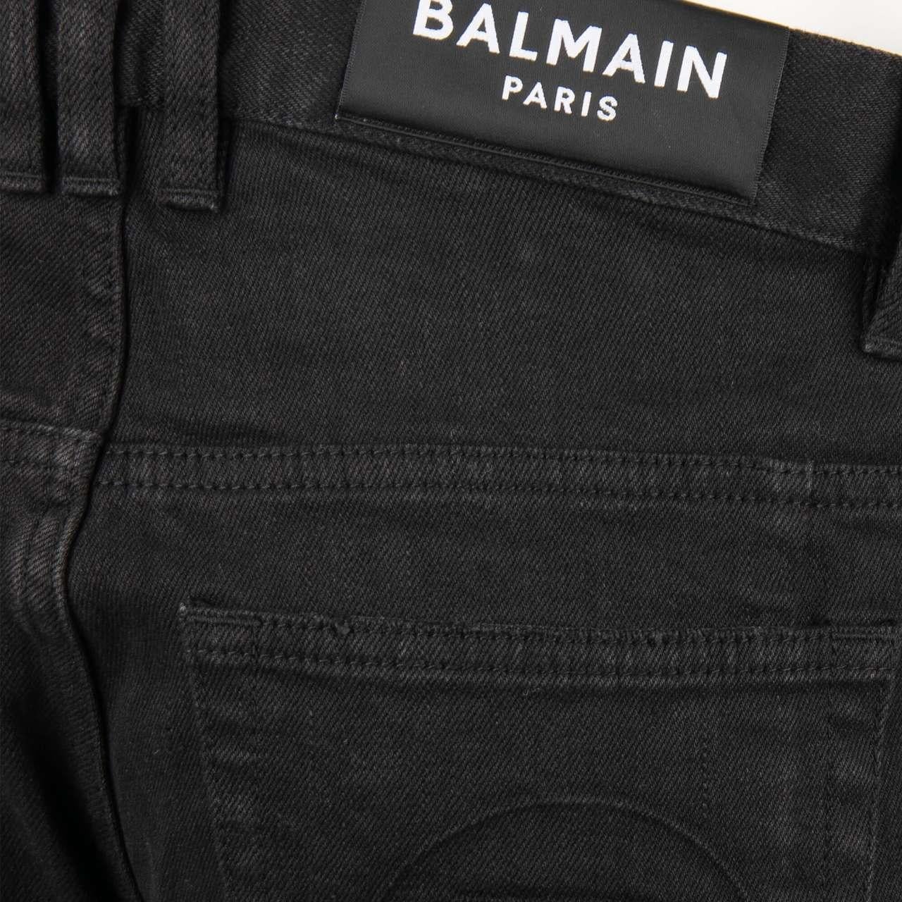 Balmain - 6-Pockets Jeans SLIM with Logo Texture Black 30 For Sale 2