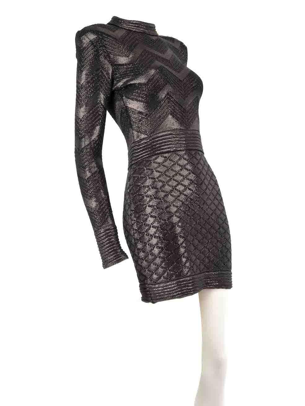CONDITION is Very good. Minimal wear to dress is evident. Minimal pull thread is seen on both sides of shoulder and front chest area on this used Balmain designer resale item.
 
 
 
 Details
 
 
 Anthracite
 
 Cotton
 
 Long sleeves dress
 
 Mini