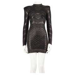 Balmain Anthracite Zig Zag Pattern Mini Dress Size XS