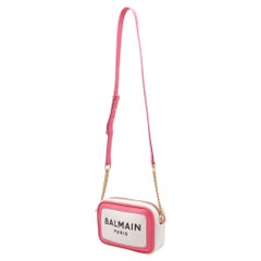 Balmain B-Army 18 Camera Bag in Pink Canvas and Leather