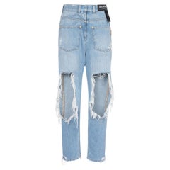 Balmain Back To Front Reversed boyfriend distressed denim jeans SZ 34