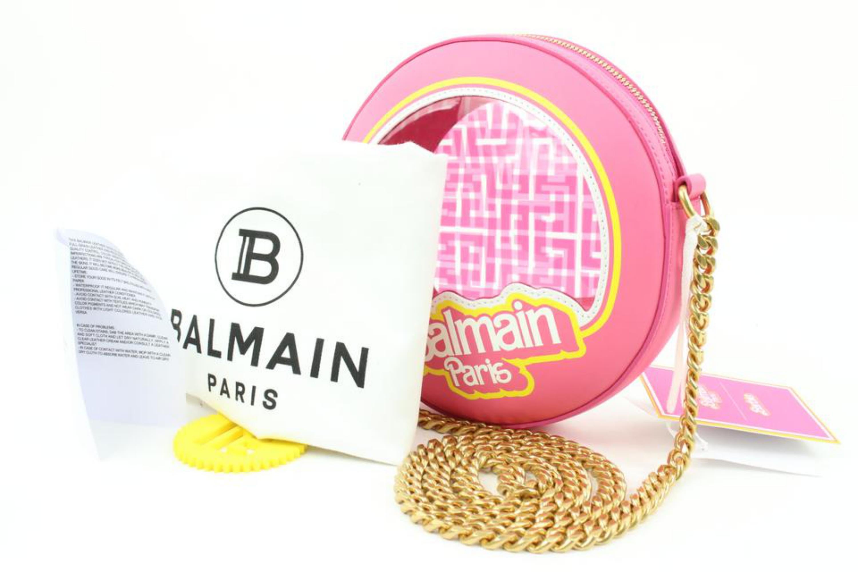 Balmain Barbie Translucent Pink Disco Round  Crossbody Bag  1BM318
Made In: Italy
Measurements: Length:  7.75