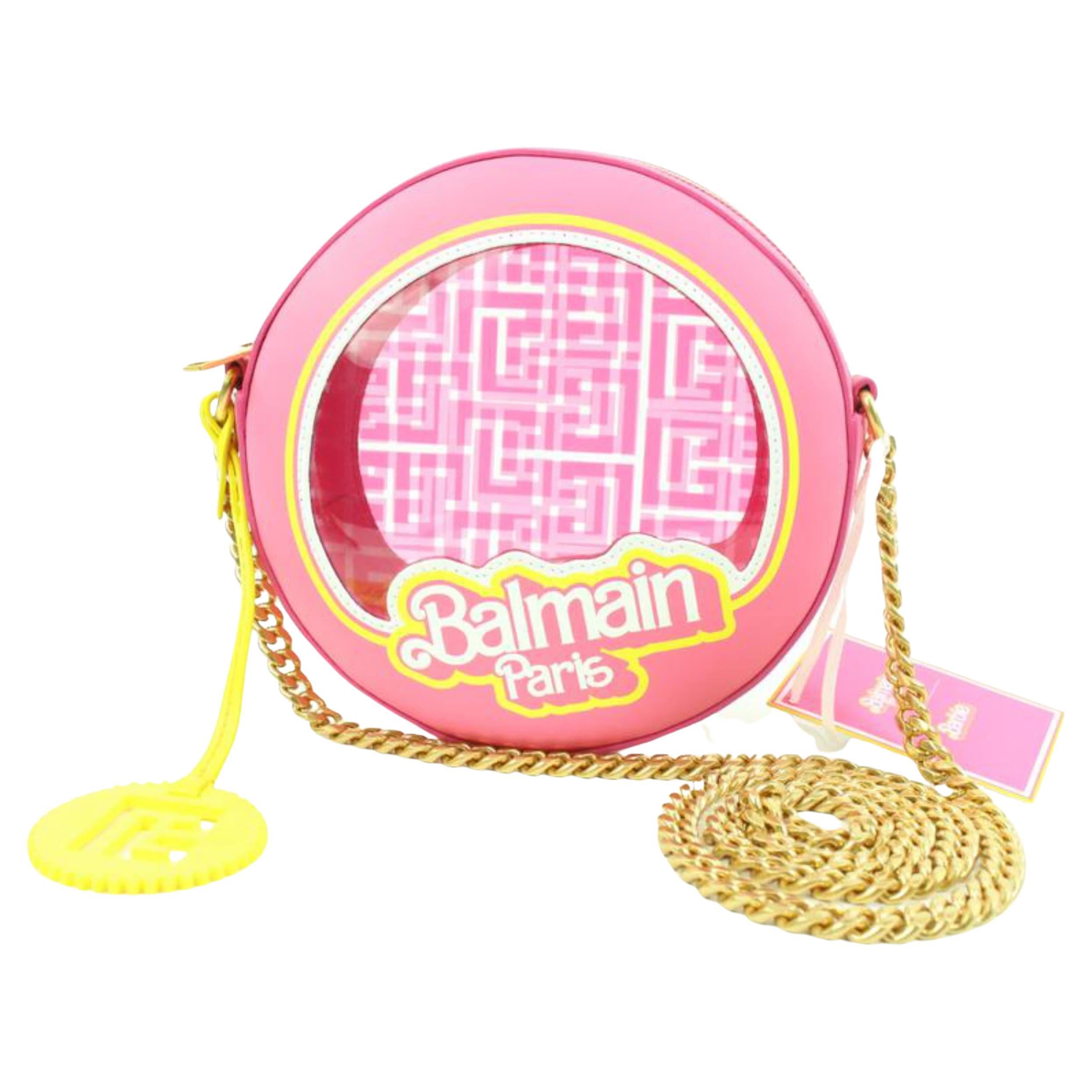 Balmain Barbie Translucent Pink Disco Round  Crossbody Bag  1BM318 For Sale