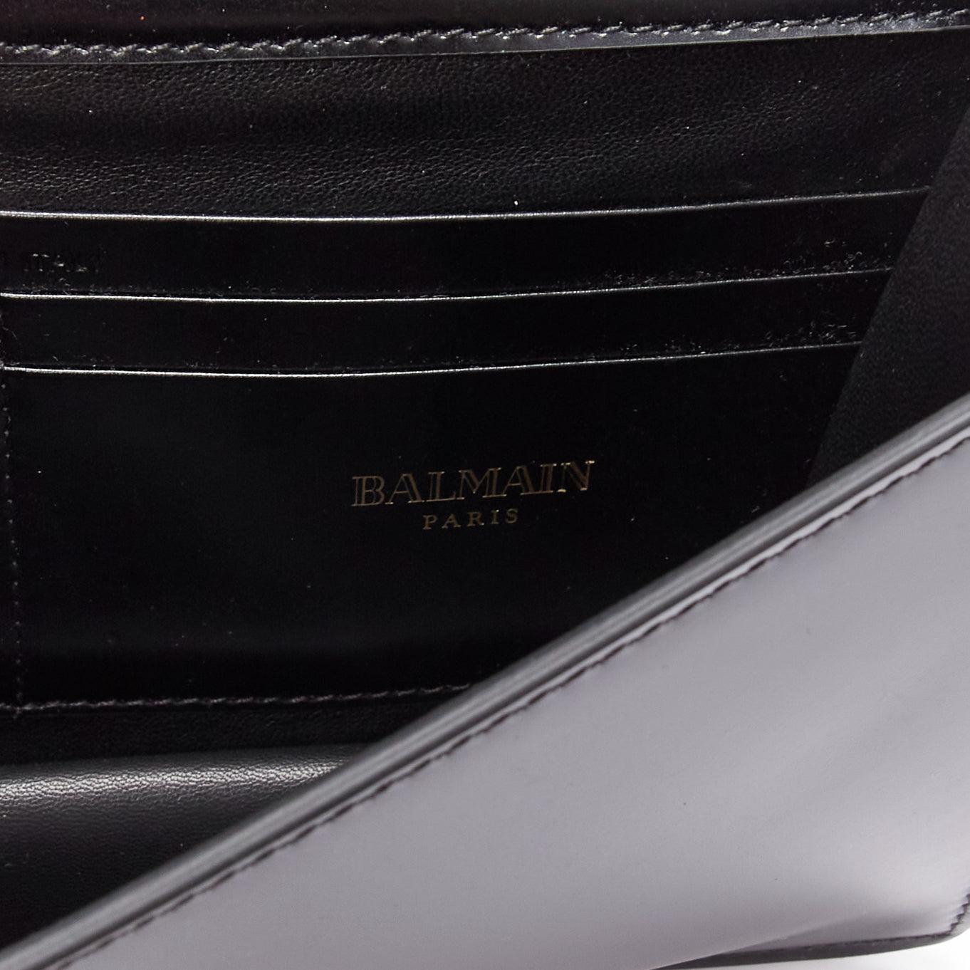 BALMAIN BBox black calfskin leather gold turnlock tassel crossbody clutch bag 6