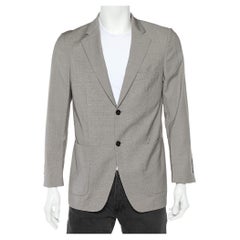 Beige karierter Balmain-Blazer aus Wolle mit Knopfleiste XS