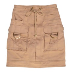 Balmain Beige Cotton Cargo Pocket Detail Mini Skirt S