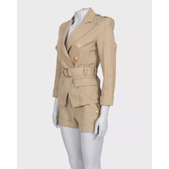 Balmain Beige Cotton-Linen Suit with Shorts Sz. FR36 / S