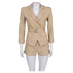 Balmain Beige Cotton-Linen Suit with Shorts Sz. FR36 / S