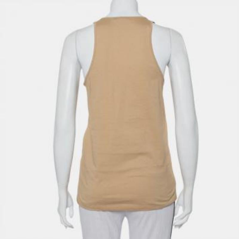 Balmain Beige Cotton Logo Printed Tank Top M For Sale 3