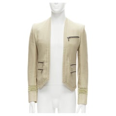 BALMAIN Beige Baumwolljacke mit Reißverschluss und militärischem Offizierbesatz EU46 S