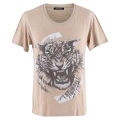 Balmain Beige cotton tiger print T-shirt