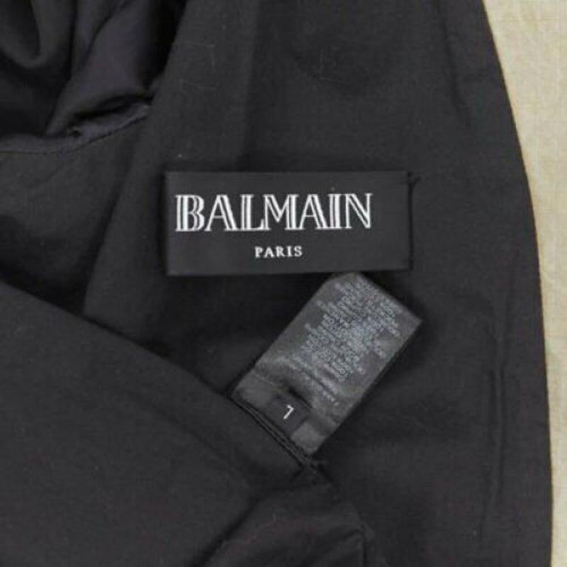 BALMAIN beige khaki washed gridwork cotton asymmetric zip biker jacket L 5
