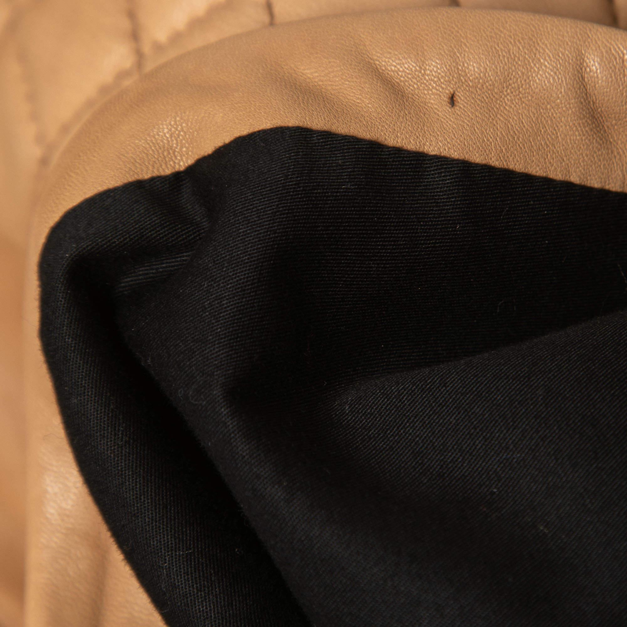 Giacca con cappuccio in pelle di agnello Balmain beige 2XL in vendita 1