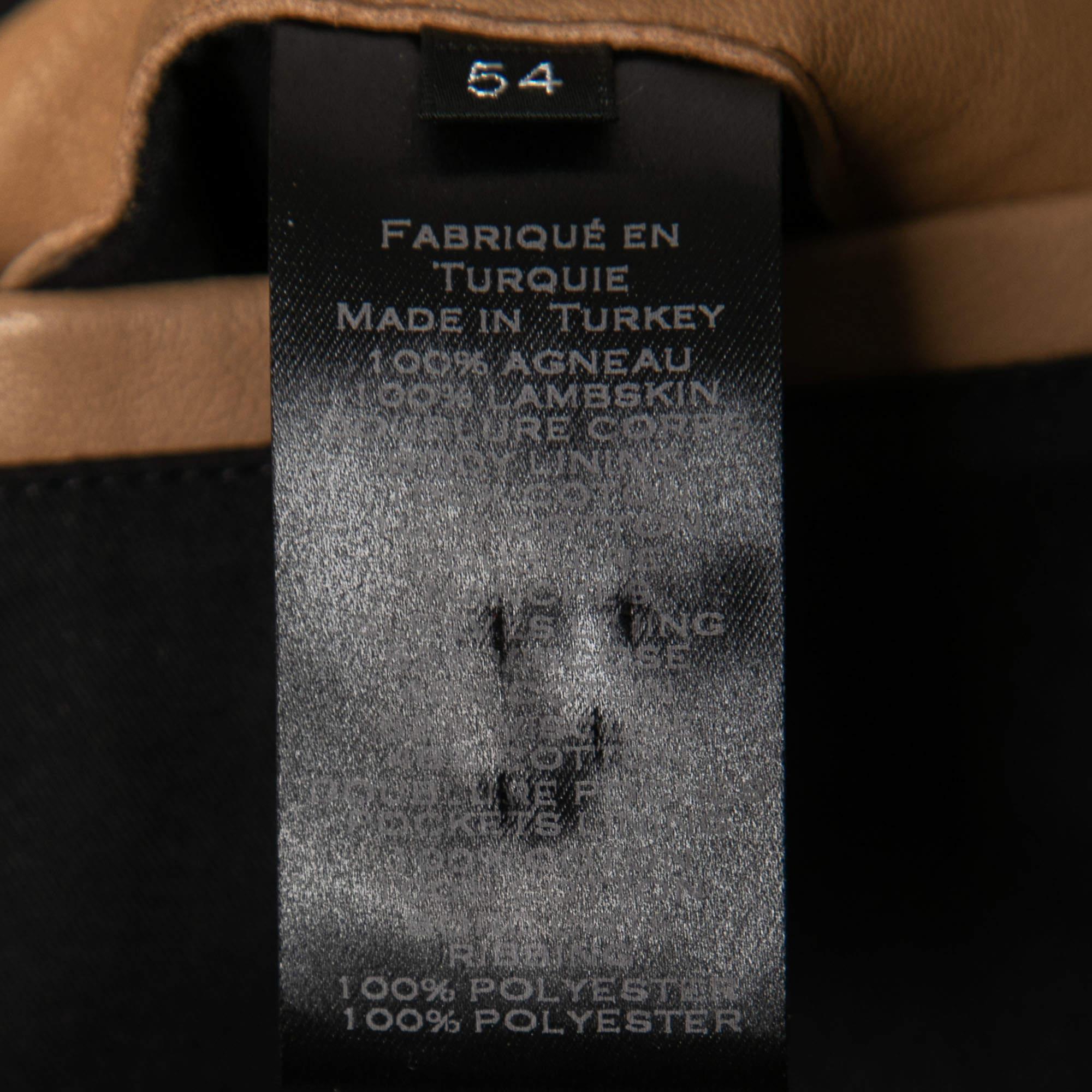 Giacca con cappuccio in pelle di agnello Balmain beige 2XL in vendita 3