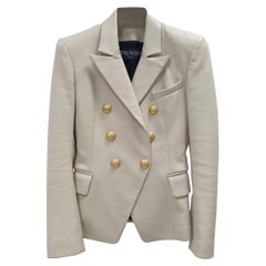 BALMAIN Chaqueta Blazer de doble botonadura en piel beige