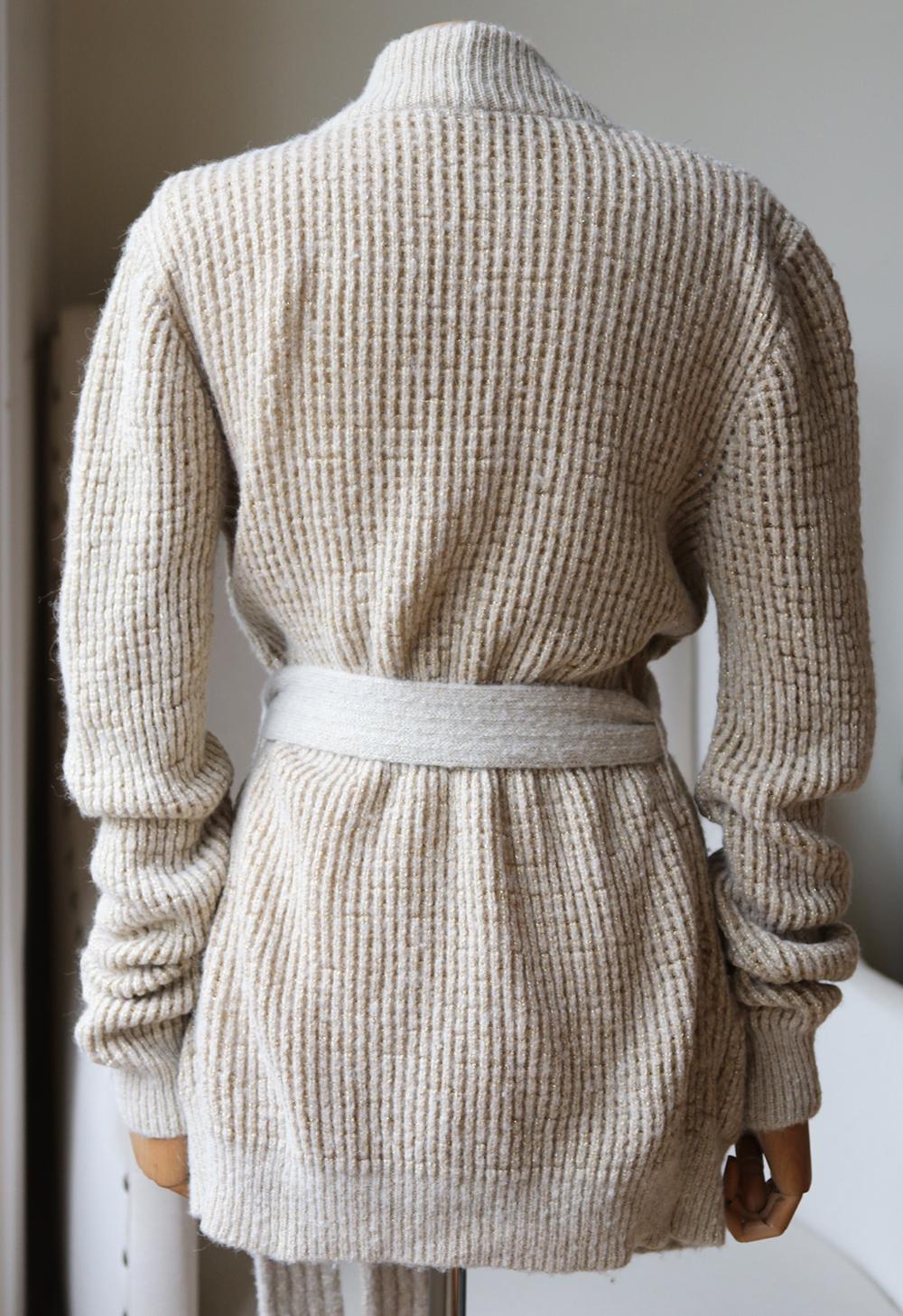 Balmain Strickjacke mit Gürtel aus Wolle und Alpaka-Mischung im Zustand „Hervorragend“ in London, GB