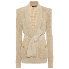 Balmain Strickjacke mit Gürtel aus Wolle und Alpaka-Mischung