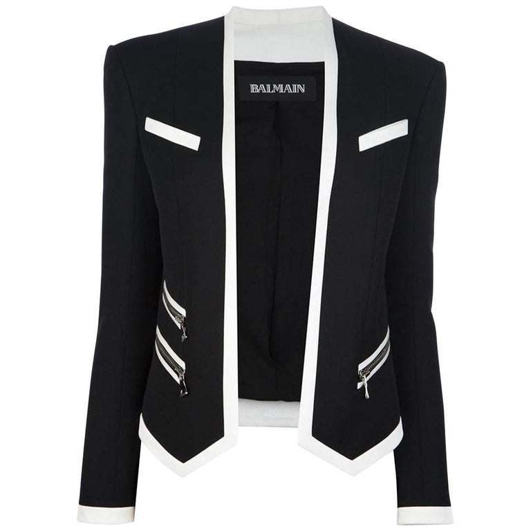 Balmain Bi-Tone Open Blazer Jacket For Sale at 1stDibs
