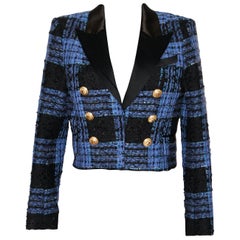 Balmain Black and Blue Tweed Jacket