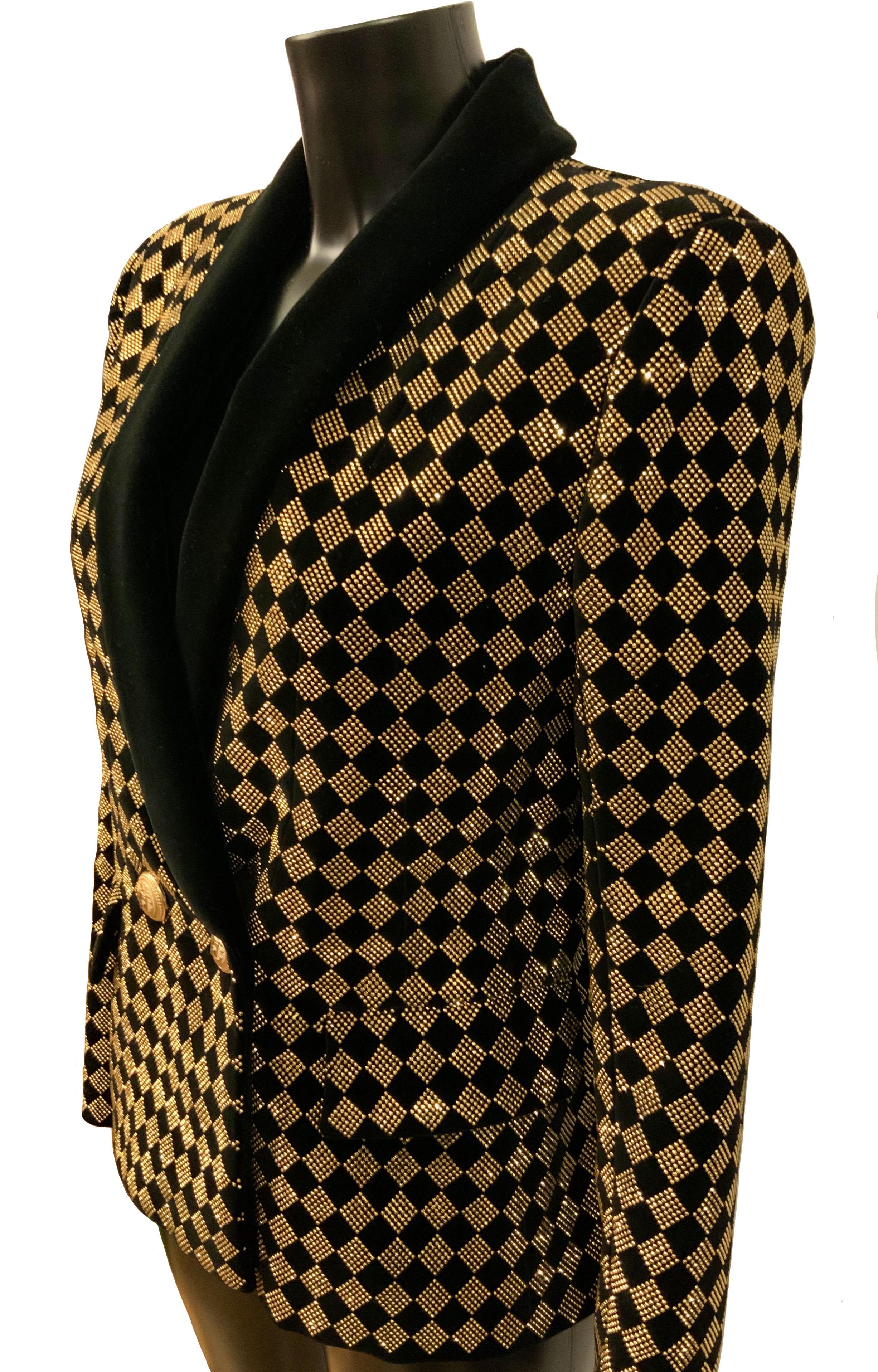 Balmain Black and Gold Tone Double-Breasted Blazer 1