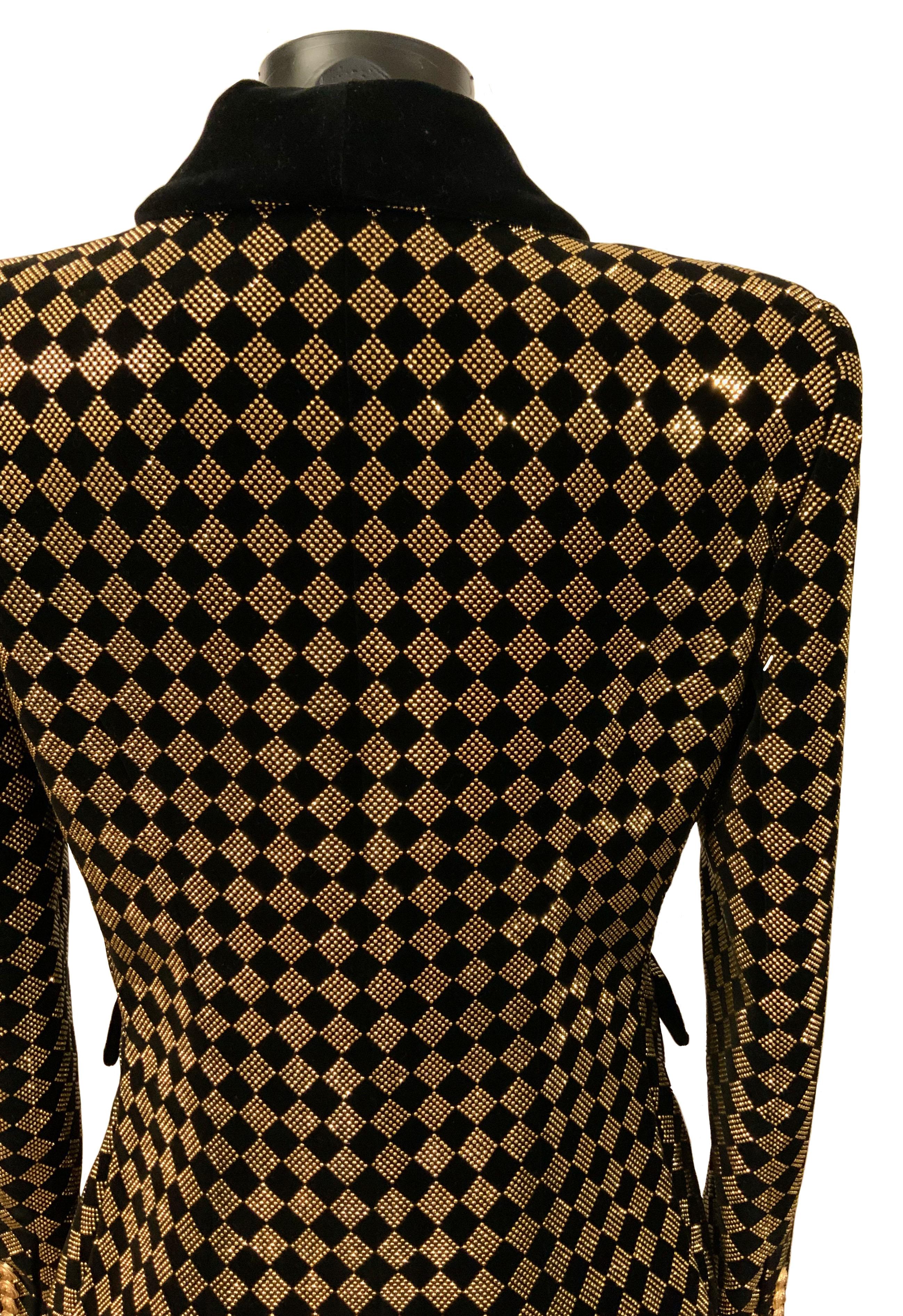 Balmain Black and Gold Tone Double-Breasted Blazer 2