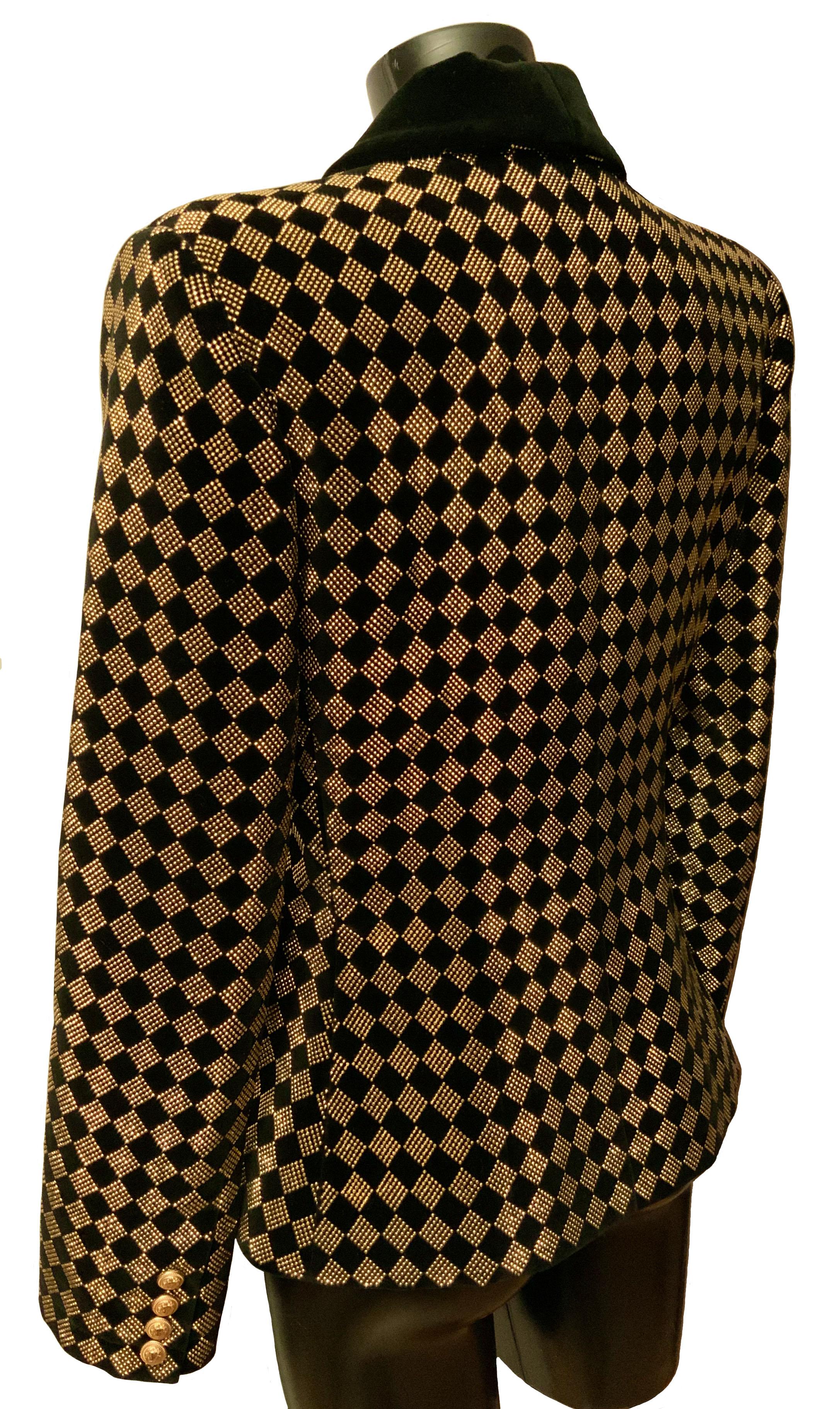 Balmain Black and Gold Tone Double-Breasted Blazer 3