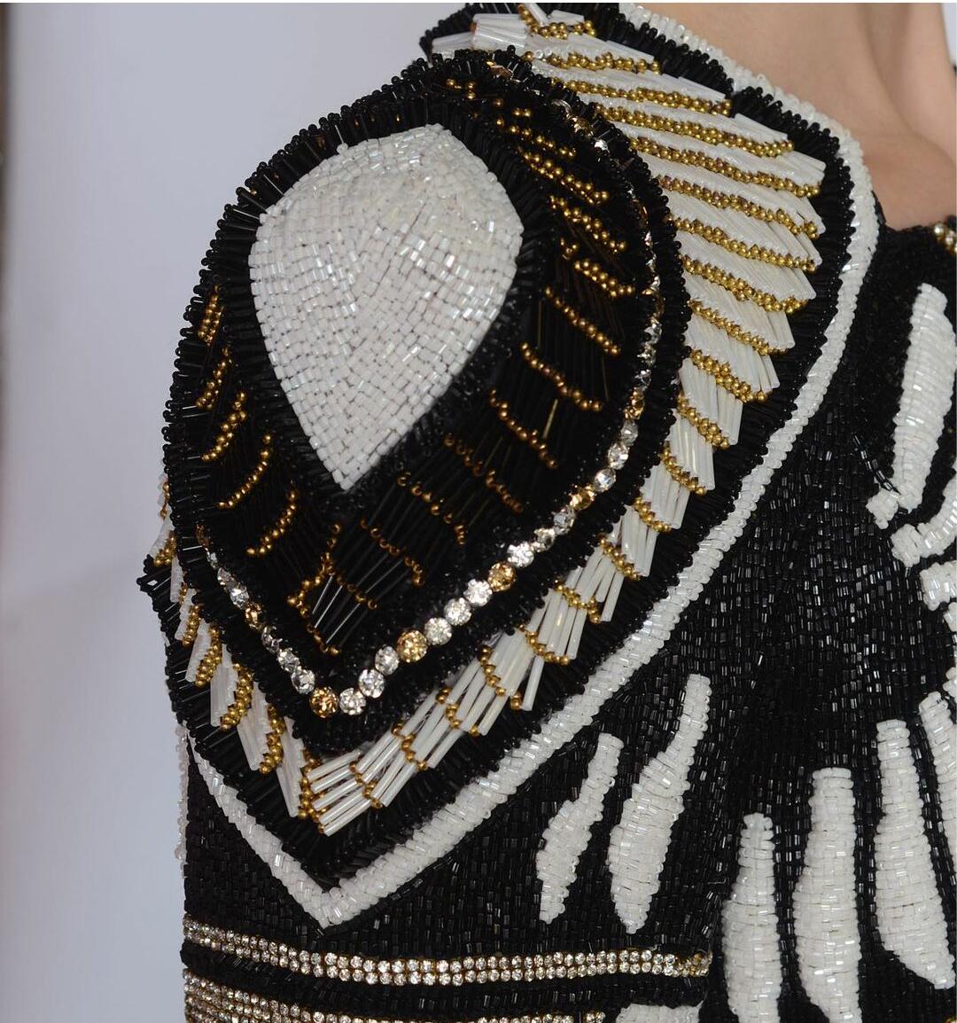 balmain black and white dress