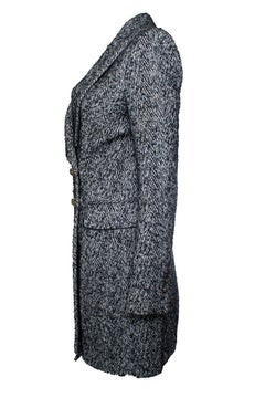 Balmain, black and white wool coat