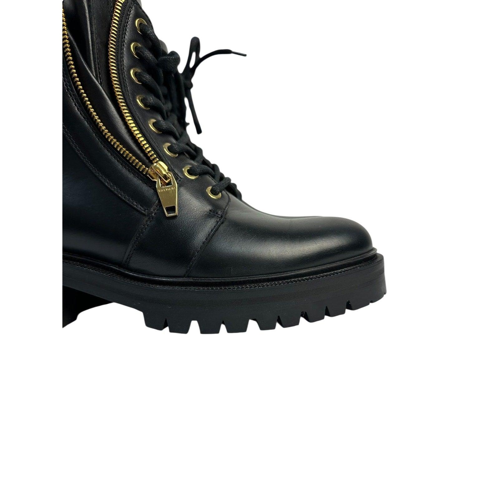 Balmain Schwarz Armee Ranger Zip Stiefel Sz37 im Zustand „Gut“ im Angebot in Krakow, PL