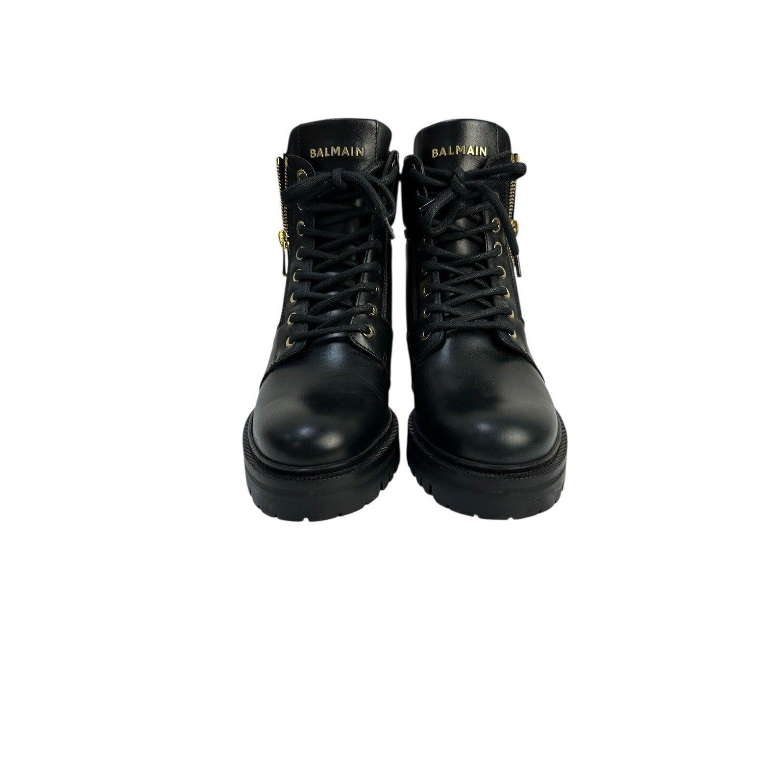 Balmain Schwarz Armee Ranger Zip Stiefel Sz37 Damen im Angebot