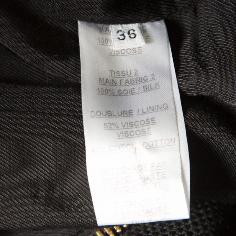 Women's Balmain Black Basket Weave Satin Lapel Detail Coat Dress S