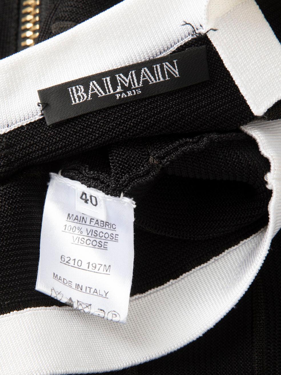Brown Balmain Black Body Con Bandage Mini Dress Size L For Sale